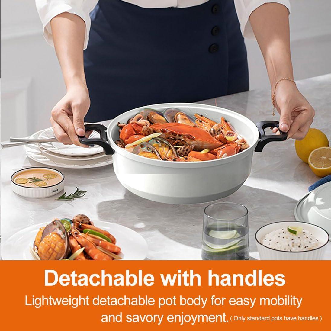 image:imageJoydeem 2 in 1 Electric Hot Pot Shabu Shabu Pot with Two Removable Pot UL Listed Ceramic Nonstick Coating 1400W JDHG3706W