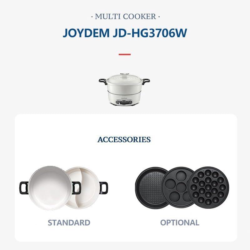 image:imageJoydeem 2 in 1 Electric Hot Pot Shabu Shabu Pot with Two Removable Pot UL Listed Ceramic Nonstick Coating 1400W JDHG3706W