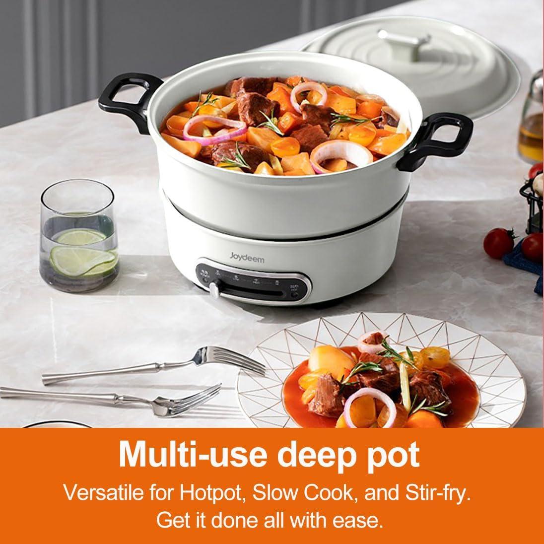 image:imageJoydeem 2 in 1 Electric Hot Pot Shabu Shabu Pot with Two Removable Pot UL Listed Ceramic Nonstick Coating 1400W JDHG3706W