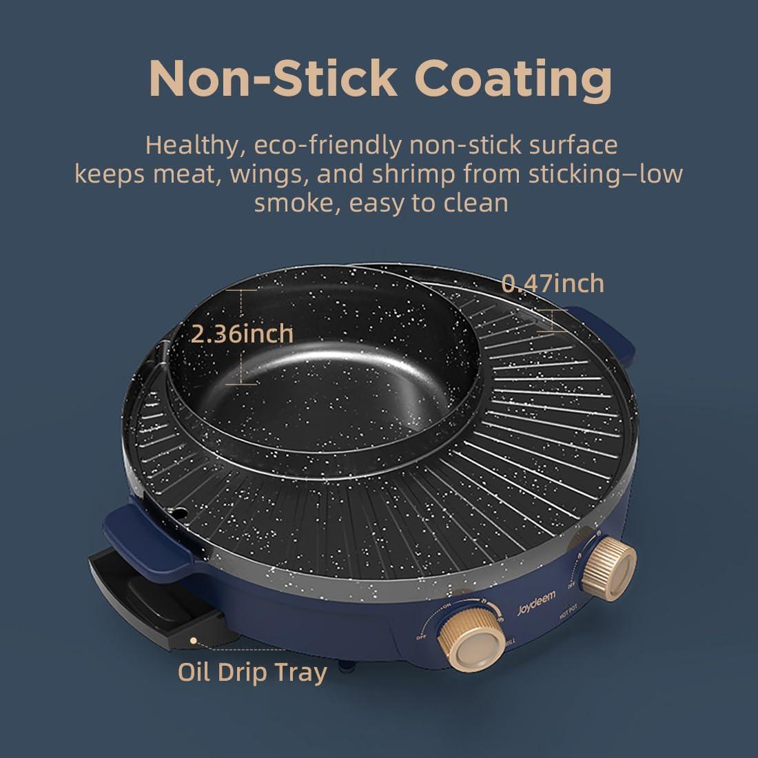 image:imageJoydeem Electric Grill with Shabu Shabu Hot Pot Compact Korean BBQ Hotpot Combo Machine 2L Hot Pot Suitable for 14 People JDSK3407