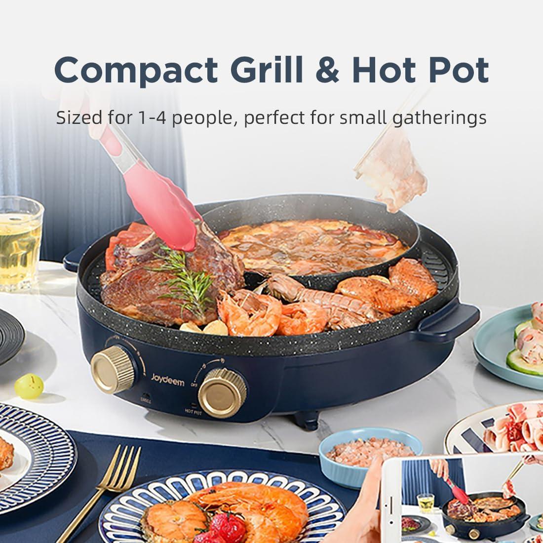 image:imageJoydeem Electric Grill with Shabu Shabu Hot Pot Compact Korean BBQ Hotpot Combo Machine 2L Hot Pot Suitable for 14 People JDSK3407