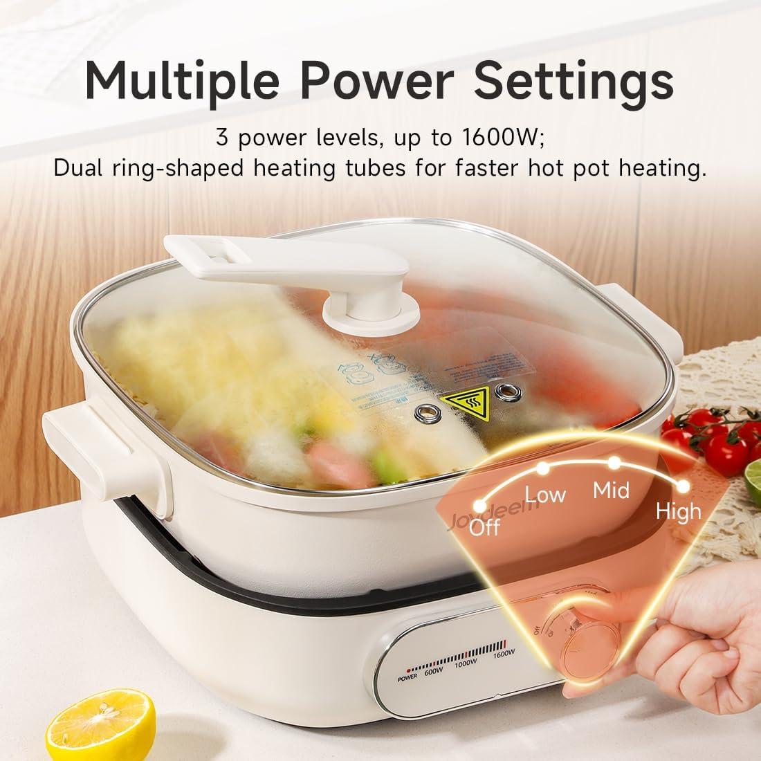 image:imageJoydeem Electric Hot Pot with Divider 6L63 qt DoubleFlavor Shabu Shabu Pot UL Listed amp Boildry Protection Suitable for 26 People DHGB600