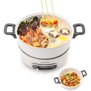 image:imageJoydeem 2 in 1 Electric Hot Pot Shabu Shabu Pot with Two Removable Pot UL Listed Ceramic Nonstick Coating 1400W JDHG3706W