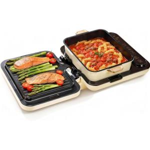 image:imageJoydeem Electric Grill with Hot Pot Shabu Shabu Pot with Grill Foldable amp Detachable Design 1800W 475Qt Large Capacity Ceramic Oil NonStick Coating 8 Functions amp DIY Mode SKGB430