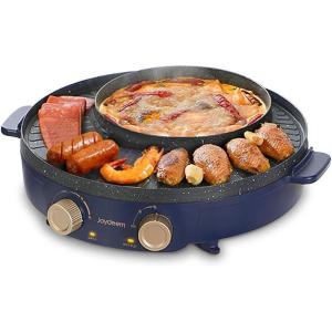 image:imageJoydeem Electric Grill with Shabu Shabu Hot Pot Compact Korean BBQ Hotpot Combo Machine 2L Hot Pot Suitable for 14 People JDSK3407