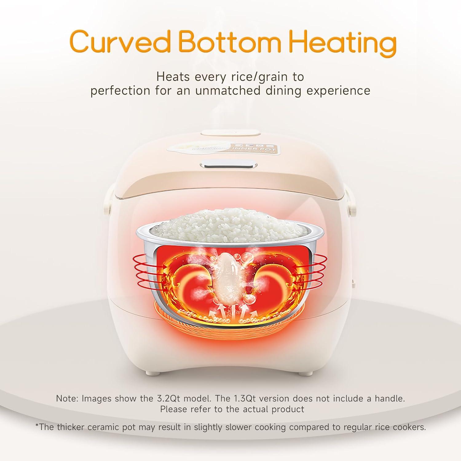 image:imageJoydeem Ceramic Rice Cooker 6 Cups Uncooked Rice Cookers with Pure Ceramic Inner Pot Healthy amp PFOA Free 3L32 qt DFBC30025 Cup