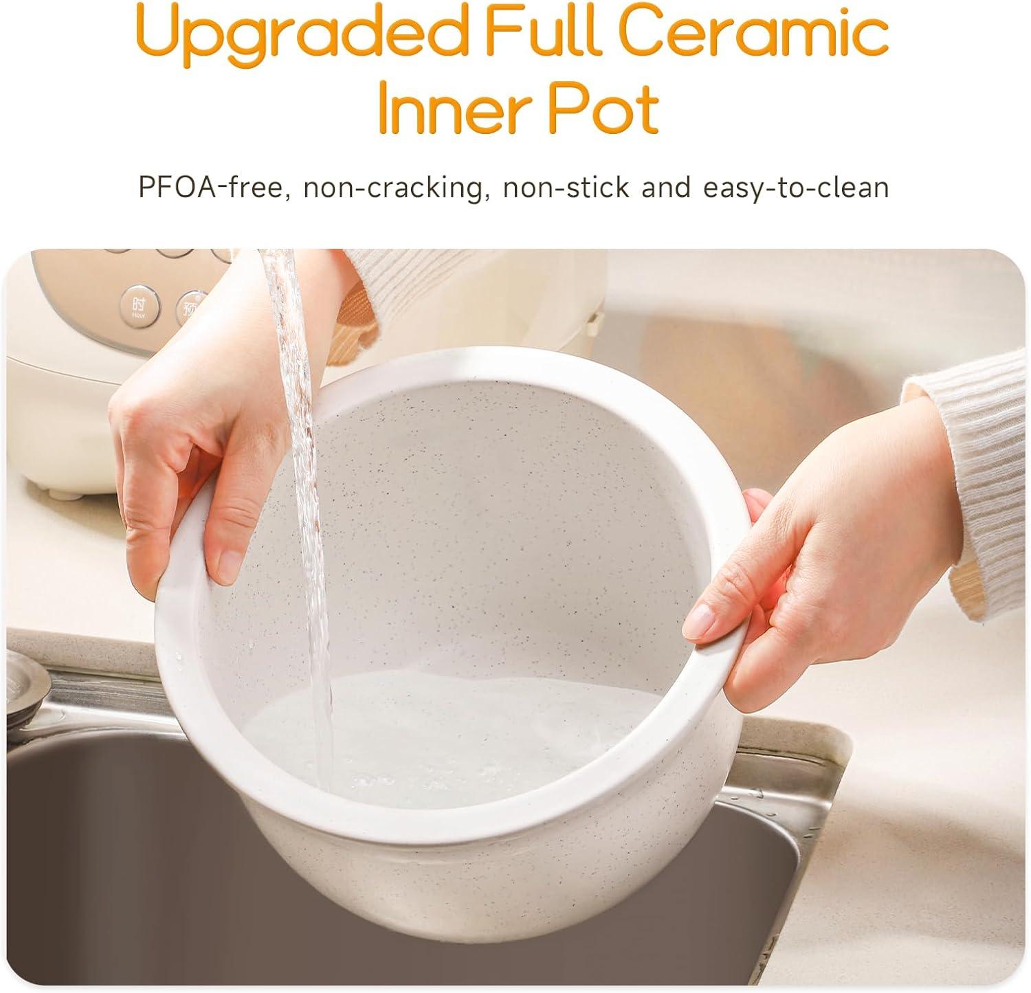 image:imageJoydeem Ceramic Rice Cooker 6 Cups Uncooked Rice Cookers with Pure Ceramic Inner Pot Healthy amp PFOA Free 3L32 qt DFBC30025 Cup