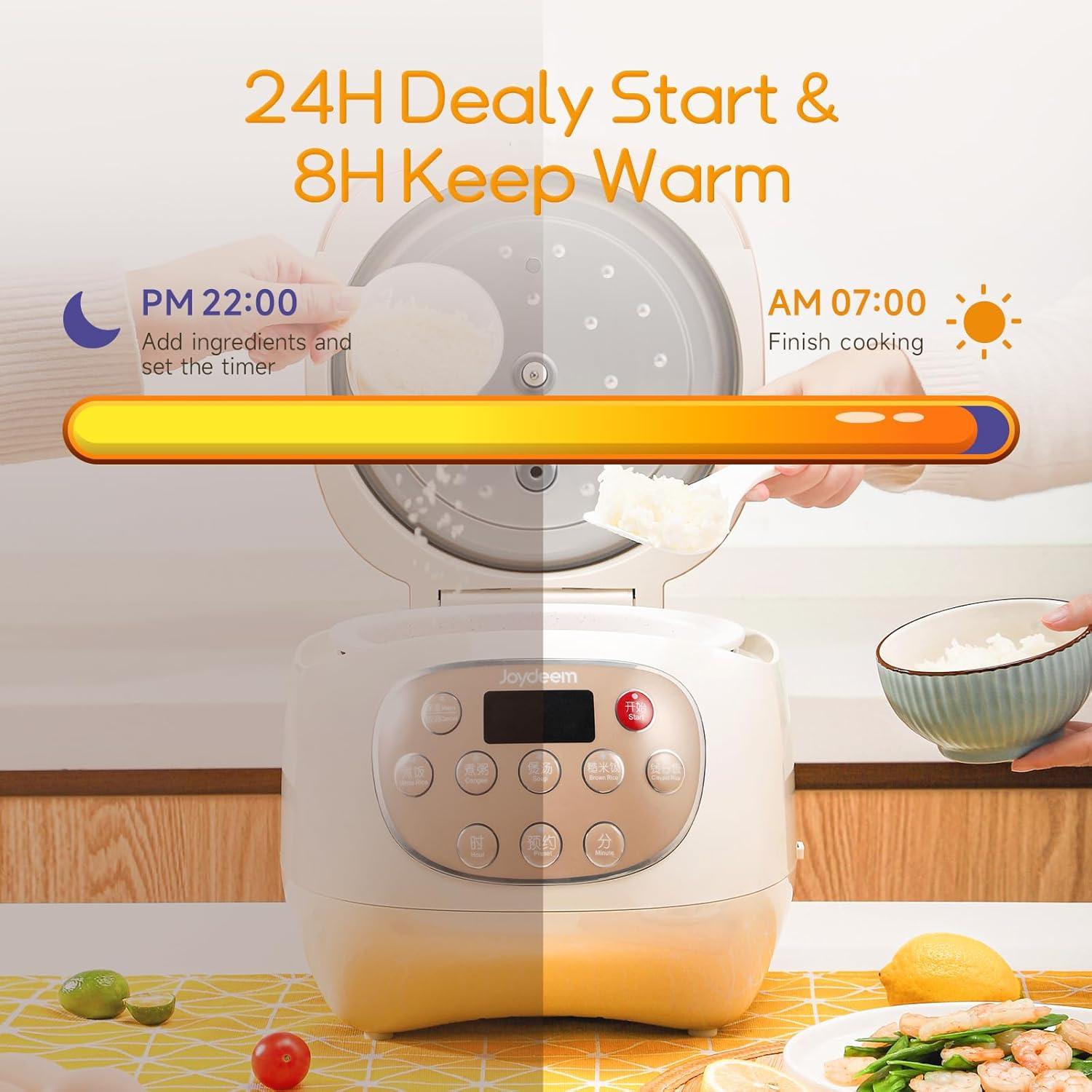 image:imageJoydeem Ceramic Rice Cooker 6 Cups Uncooked Rice Cookers with Pure Ceramic Inner Pot Healthy amp PFOA Free 3L32 qt DFBC30025 Cup
