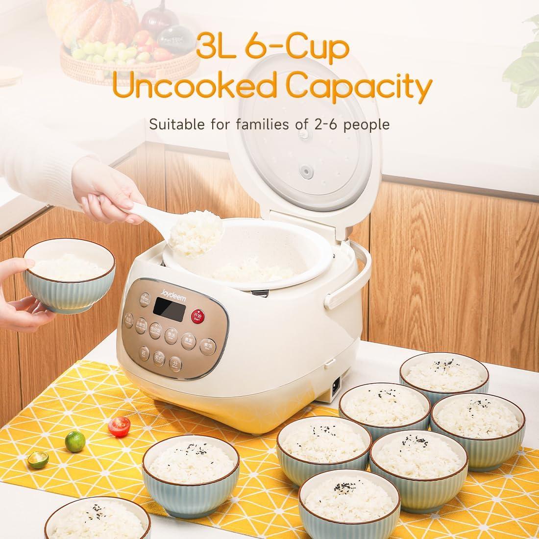 image:imageJoydeem Ceramic Rice Cooker 6 Cups Uncooked Rice Cookers with Pure Ceramic Inner Pot Healthy amp PFOA Free 3L32 qt DFBC3006 Cup
