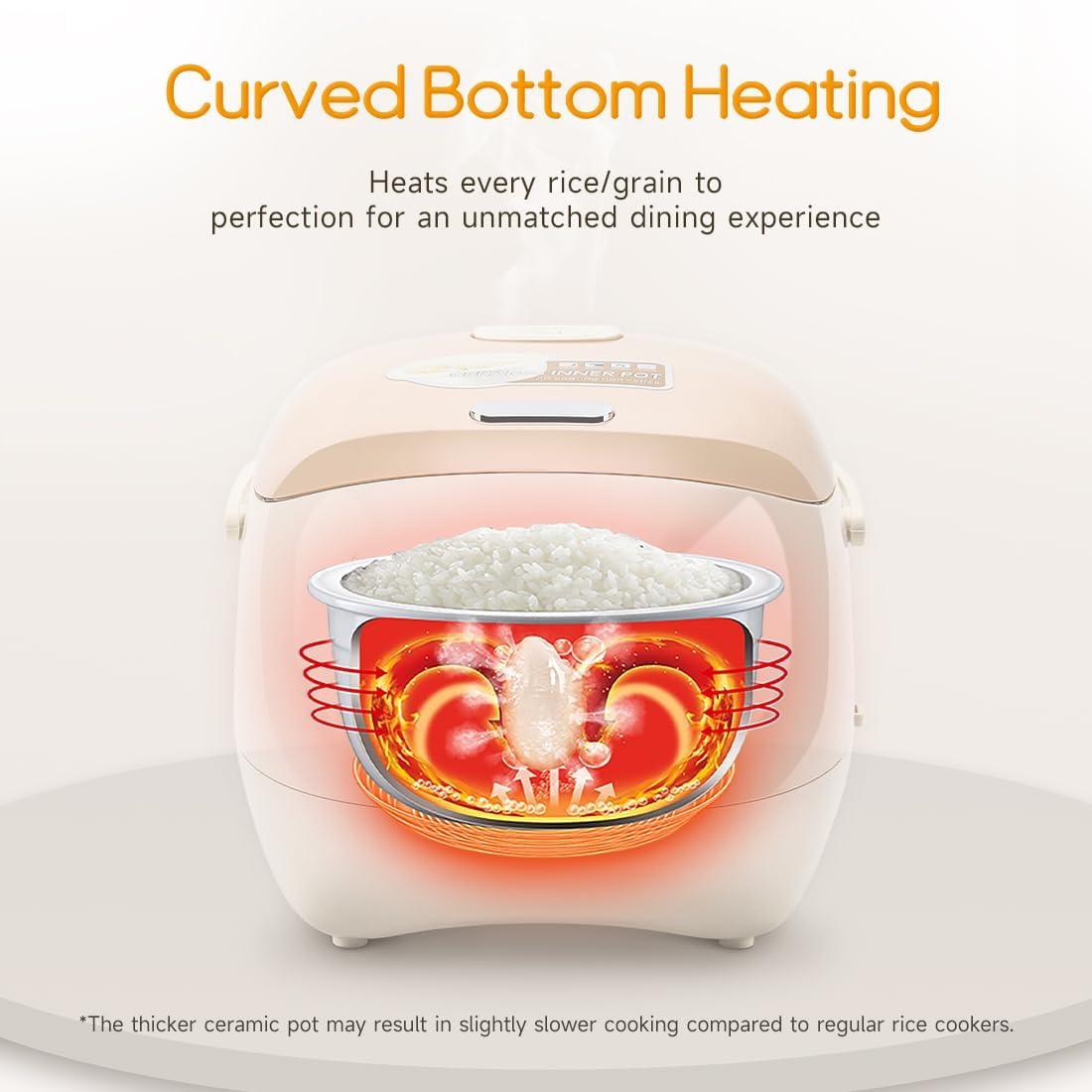 image:imageJoydeem Ceramic Rice Cooker 6 Cups Uncooked Rice Cookers with Pure Ceramic Inner Pot Healthy amp PFOA Free 3L32 qt DFBC3006 Cup