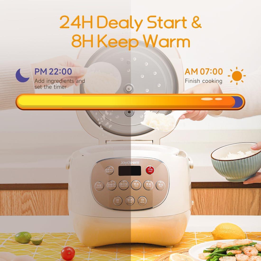 image:imageJoydeem Ceramic Rice Cooker 6 Cups Uncooked Rice Cookers with Pure Ceramic Inner Pot Healthy amp PFOA Free 3L32 qt DFBC3006 Cup