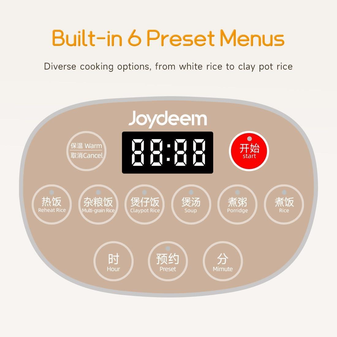 image:imageJoydeem Ceramic Rice Cooker 6 Cups Uncooked Rice Cookers with Pure Ceramic Inner Pot Healthy amp PFOA Free 3L32 qt DFBC3006 Cup