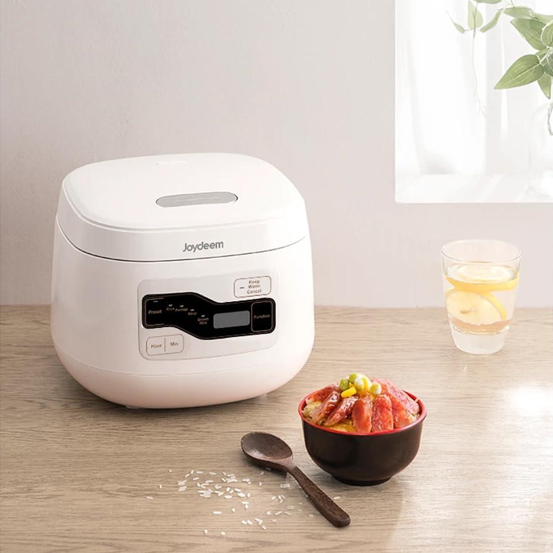 image:imageJoydeem Ceramic Rice Cooker FD20SW 4 Cups Uncooked Rice Cookers with Pure Ceramic Inner Pot 24h Dealy Start 2L White
