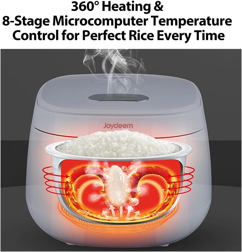 image:imageJoydeem Ceramic Rice Cooker FD20SW 4 Cups Uncooked Rice Cookers with Pure Ceramic Inner Pot 24h Dealy Start 2L White