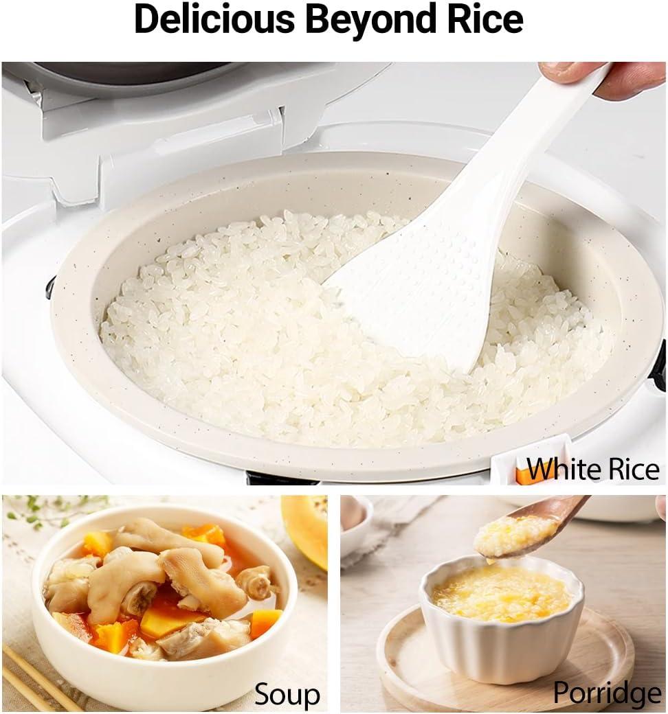 image:imageJoydeem Ceramic Rice Cooker FD20SW 4 Cups Uncooked Rice Cookers with Pure Ceramic Inner Pot 24h Dealy Start 2L White