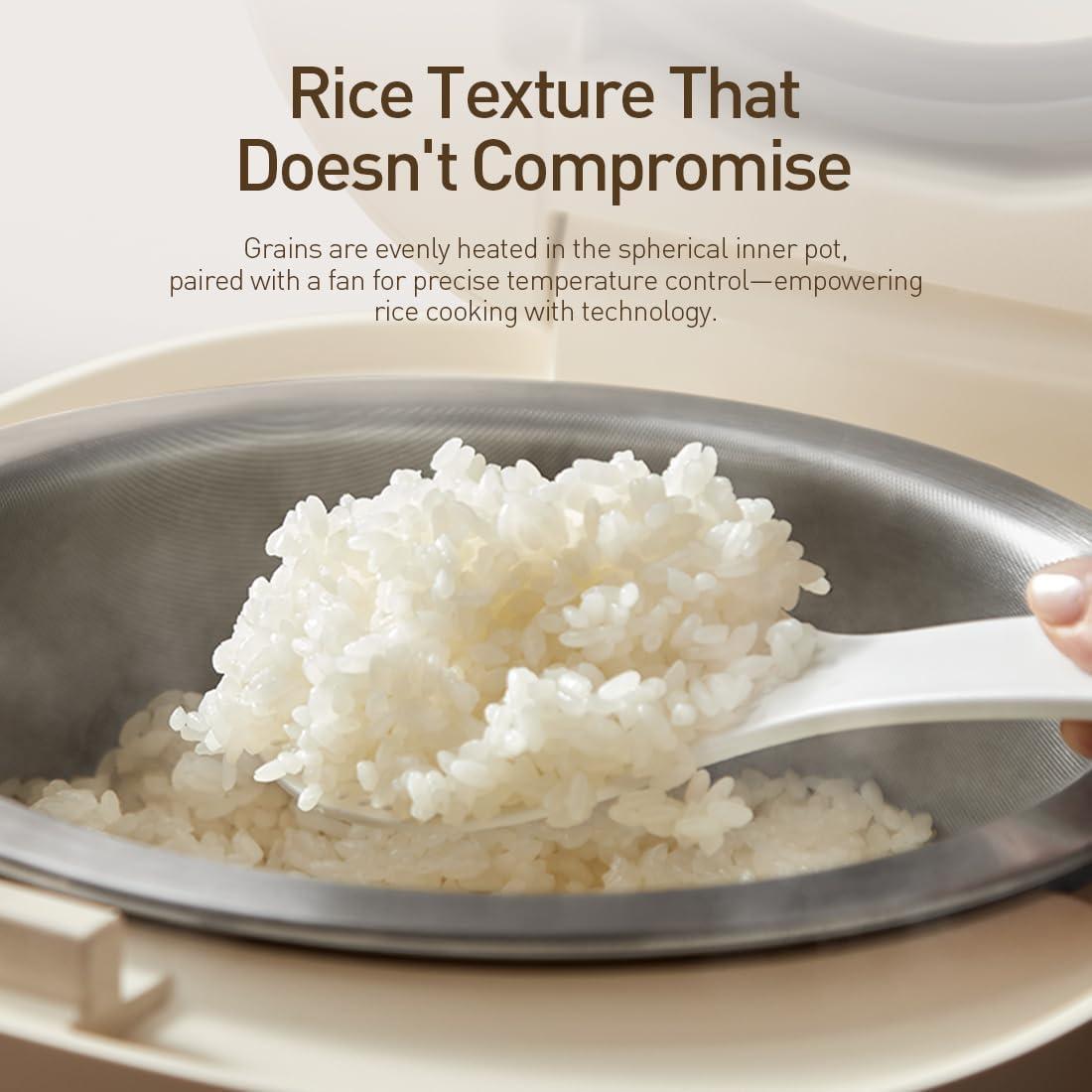 image:imageJoydeem Stainless Steel Rice Cooker Uncoated NonStick 316L Stainless Steel Inner Pot 6 Cup Uncooked 3L32 qt DFBD300 Cream Color