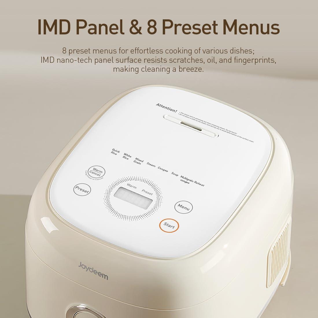 image:imageJoydeem Stainless Steel Rice Cooker Uncoated NonStick 316L Stainless Steel Inner Pot 6 Cup Uncooked 3L32 qt DFBD300 Cream Color