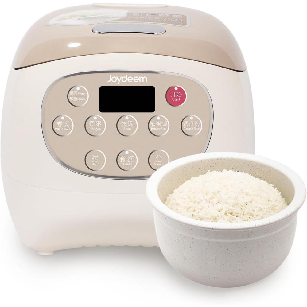 image:imageJoydeem Ceramic Rice Cooker 6 Cups Uncooked Rice Cookers with Pure Ceramic Inner Pot Healthy amp PFOA Free 3L32 qt DFBC30025 Cup