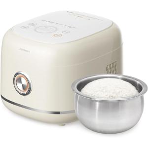 image:imageJoydeem Stainless Steel Rice Cooker Uncoated NonStick 316L Stainless Steel Inner Pot 6 Cup Uncooked 3L32 qt DFBD300 Cream Color