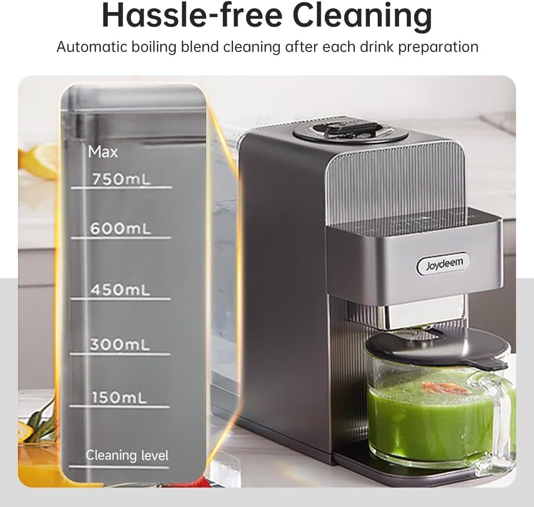 image:imageJoydeem Automatic Soymilk Maker Machine Hot Cooking Blender for Soymilk Nutmilk Paste Baby Food and Juice 300600ml Adjustable Capacity Gray JDPB270 800W