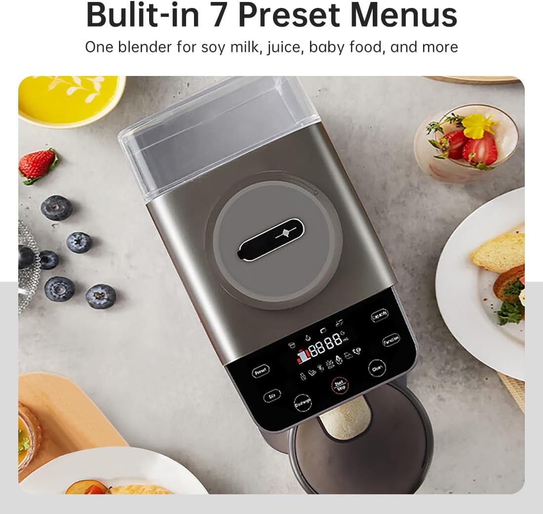 image:imageJoydeem Automatic Soymilk Maker Machine Hot Cooking Blender for Soymilk Nutmilk Paste Baby Food and Juice 300600ml Adjustable Capacity Gray JDPB270 800W