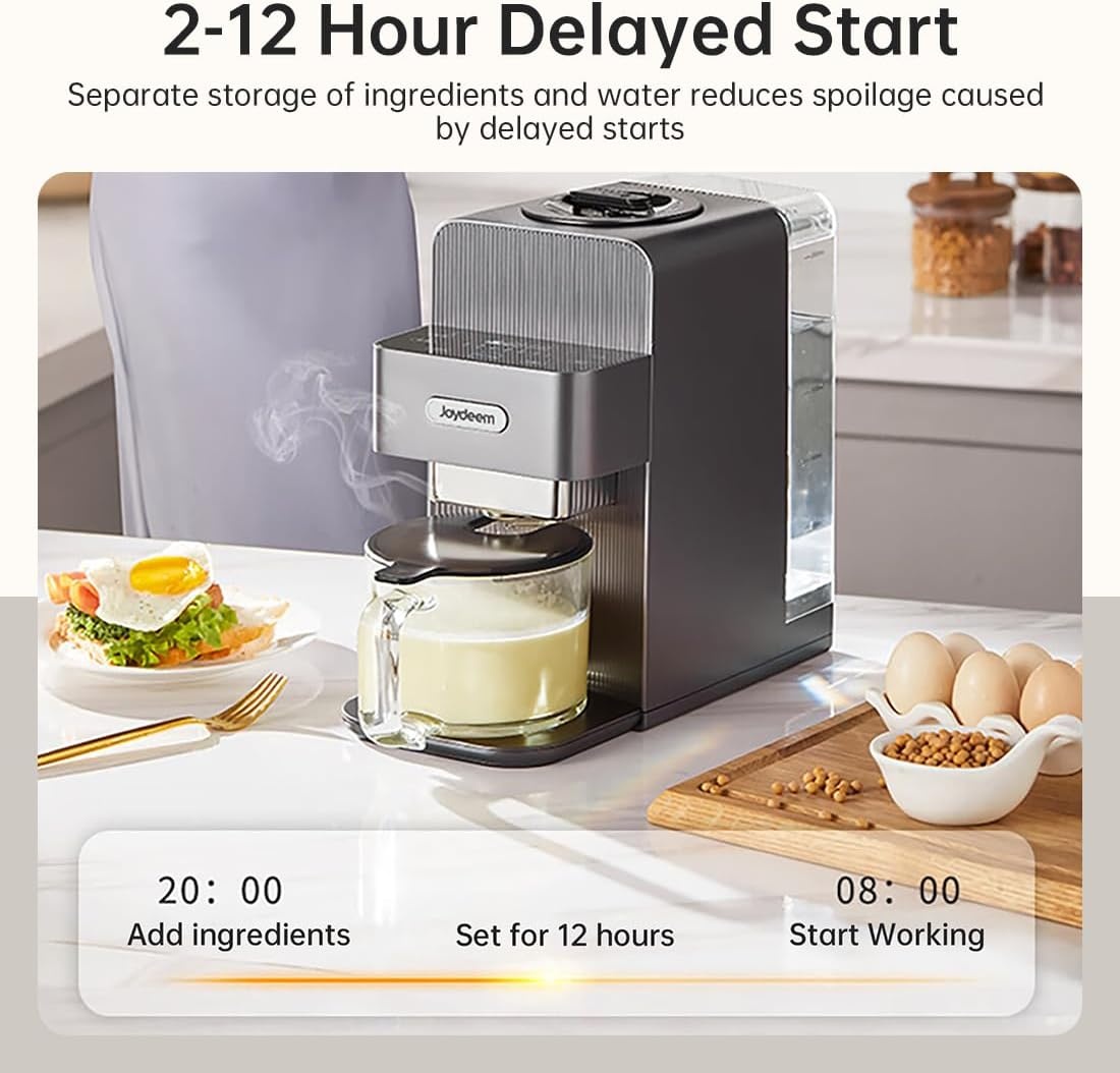 image:imageJoydeem Automatic Soymilk Maker Machine Hot Cooking Blender for Soymilk Nutmilk Paste Baby Food and Juice 300600ml Adjustable Capacity Gray JDPB270 800W