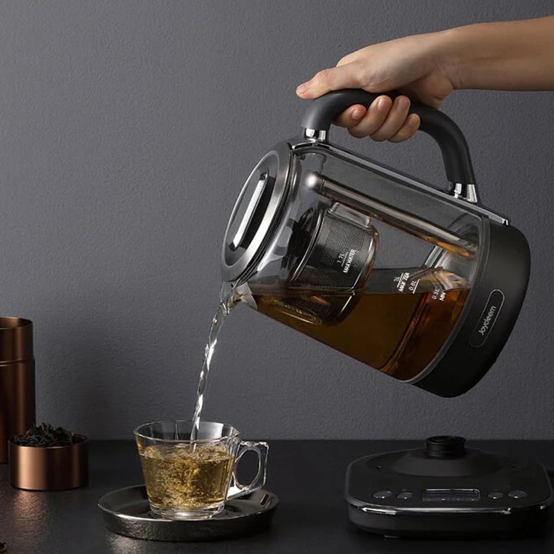 image:imageJoydeem Hot Tea Maker Glass Electric Kettle with Auto Lift Tea Infuser and Temperature Control 17L JDZC6088G