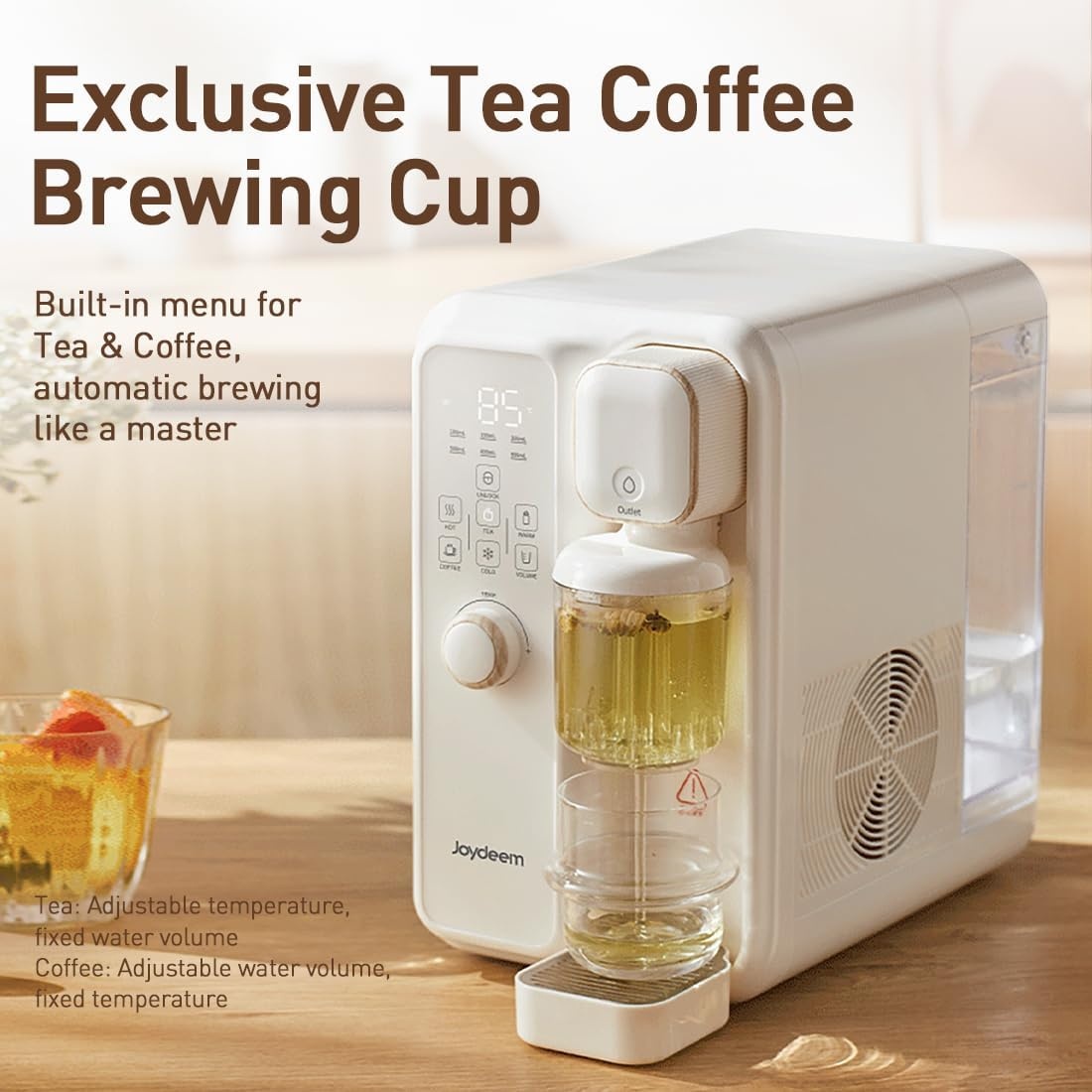 image:imageJoydeem Instant Hot amp Cold Water Dispenser Automatic Tea amp Coffee Brewer Adjustable Temperature and Volume BPA Free 35L 120Oz