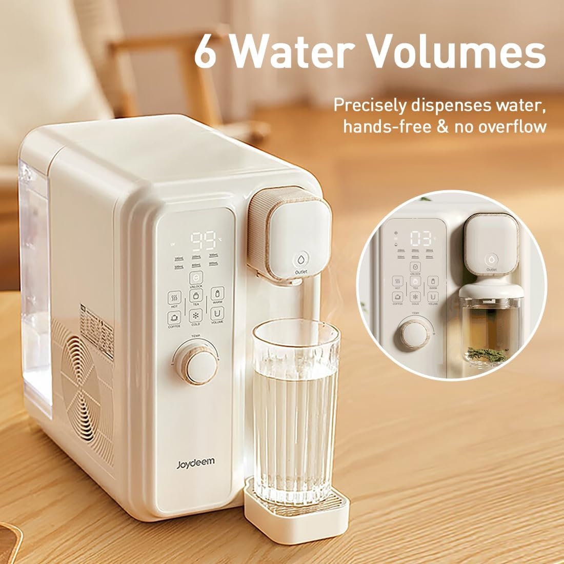 image:imageJoydeem Instant Hot amp Cold Water Dispenser Automatic Tea amp Coffee Brewer Adjustable Temperature and Volume BPA Free 35L 120Oz