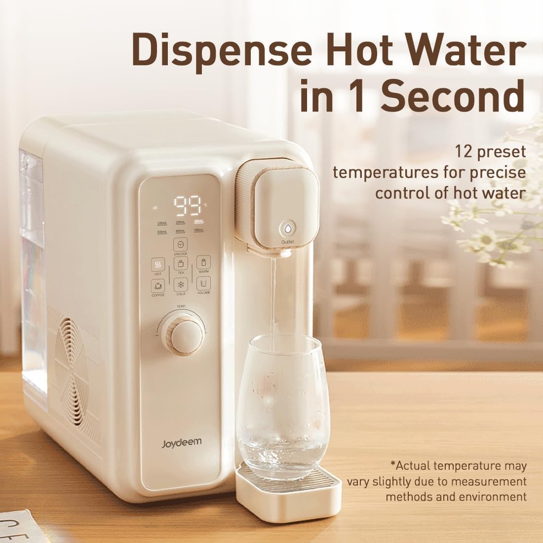 image:imageJoydeem Instant Hot amp Cold Water Dispenser Automatic Tea amp Coffee Brewer Adjustable Temperature and Volume BPA Free 35L 120Oz