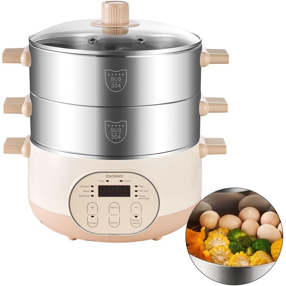 image:imageJoydeem Electric Food Steamer for Cooking 2Tier Stainless Steel Vegetable amp Food Steamers 15L159 qt Large Capacity JDDZG15B